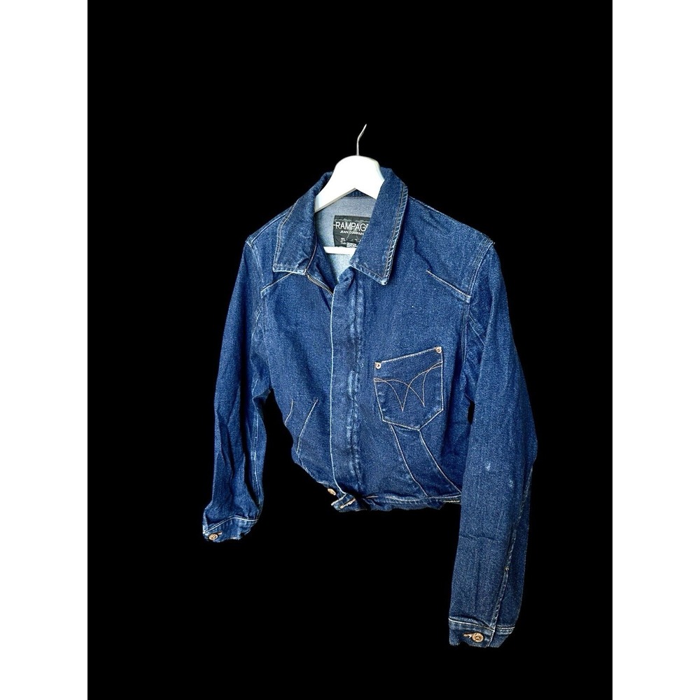 Y2K Rampage Jean Company Zip Denim Jean Jacket Womens Sz Med 90's *flaw